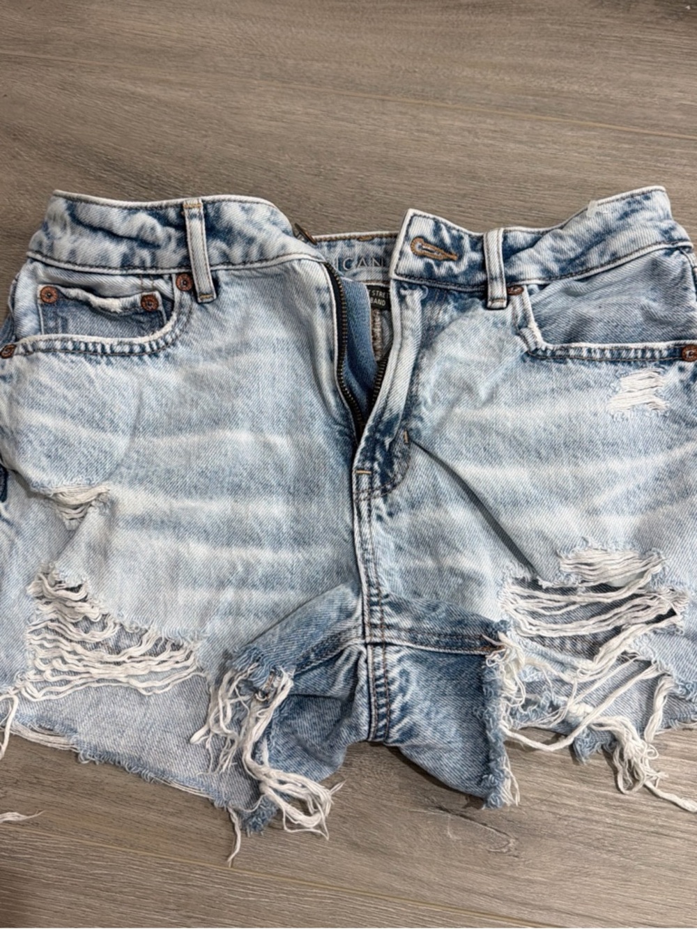 American Eagle Outfitters Light Wash Distressed Denim Shorts
